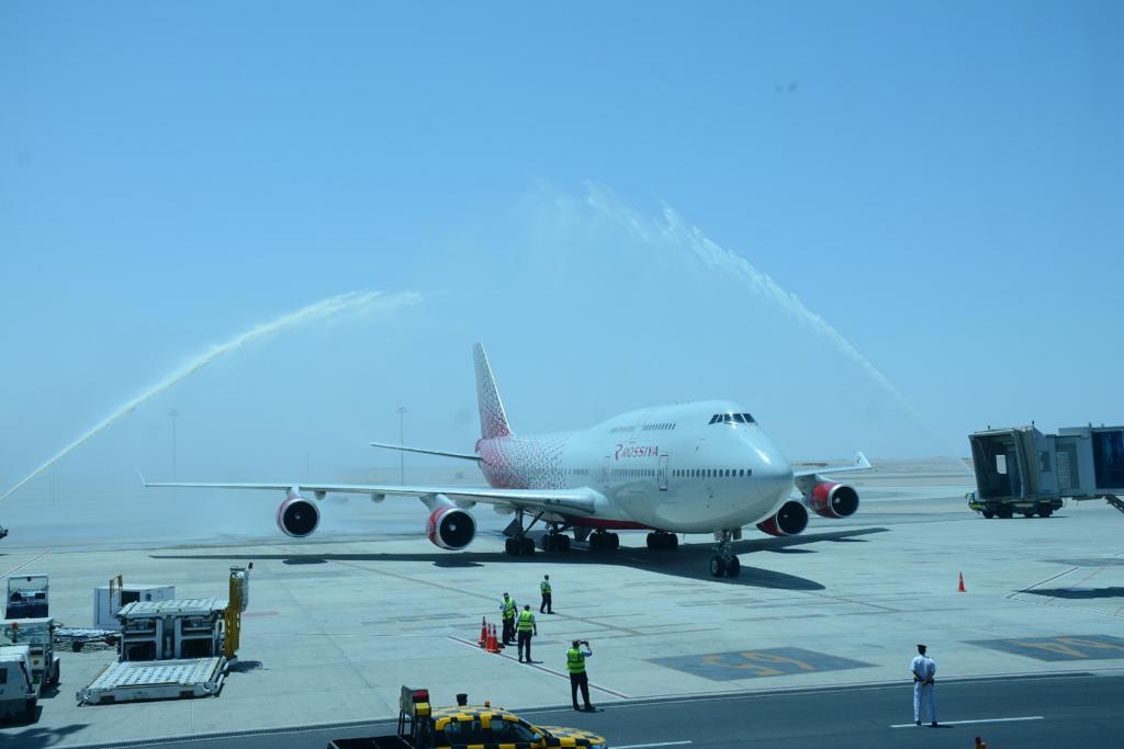 IMG 20210809 WA0065 الغردقة تستقبل أولى رحلات Rossiya Airlines القادمة من موسكو