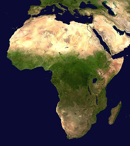 Africa satellite orthographic القرن الإفريقي.. «الصحة العالمية» تحذر من نفاد الغذاء و7 ملايين طفل يعانون سوء التغذية الحاد
