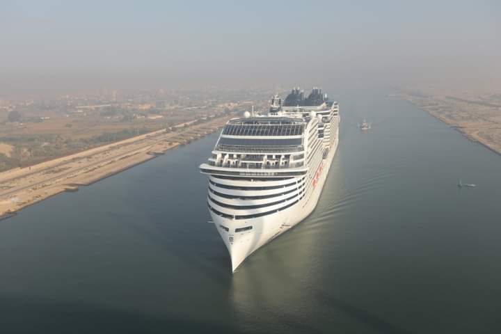 FB IMG 1667491278925 قناة السويس تشهد عبور أحدث السفن السياحية في العالم MSC WORLD EUROPA في رحلتها الأولى