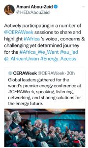 IMG 20230307 WA0138 الدكتورة أماني أبو زيد : اشارك بنشاط في مؤتمر " CeraWekk " لإسماع العالم صوت أفريقيا في قضايا الطاقة