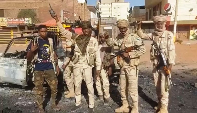 RSF fighters announcing they destructed a force of the Sudanese army in El Geneina on April 22 2023 1 بيان عاجل من بعثه الأمم المتحدة في السودان ..  « يونيتامس » : تكرر التزامها بدعم الجهود التي تؤدي إلى حل سلمي للأزمة