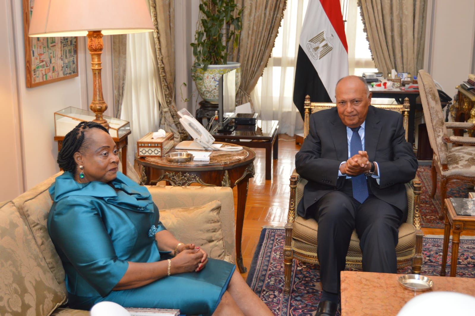 IMG 20230912 WA0015 مصر .. وزير الخارجية يستقبل رئيسة مجلس الشيوخ في  غينيا الاستوائية