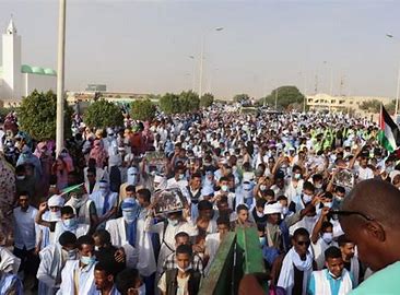 OIP 1 موريتانيا مظاهرات لـ10 الآف شخص تندد بالمجازر الاسرائيلية والمغرب ملتزم بحل الدوليتين