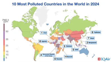 10 Most Polluted Countries in the World in 2024 Map تشاد الأكثر تلوثا في العالم .. تعرف علي قائمة أكثر 10 دول في تلوث الهواء
