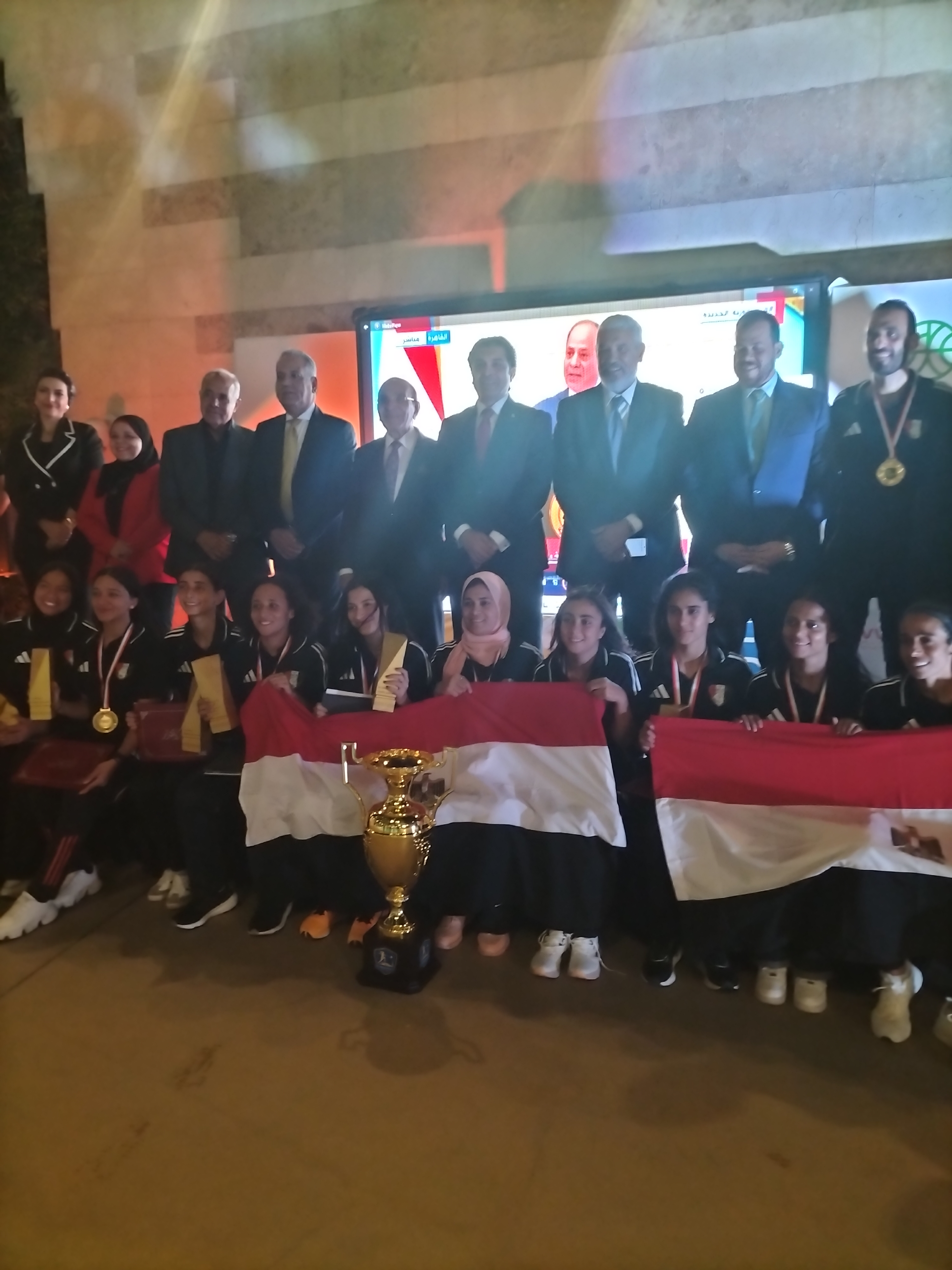 IMG20251004211321 احتفالية علي نيل القاهرة لتكريم منتخب مصر للسيدات أبطال العالم في « الميني فوتبول » 