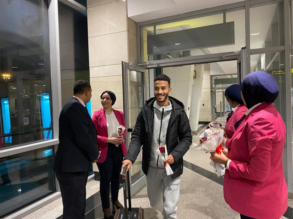 FB IMG 1770921000389 بالورود .. مطار القاهرة الدولي يستقبل بعثة الجيش الملكي المغربي