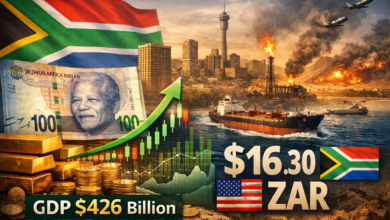 4f4cc21c 9cbc 43b9 a533 d66d94fd385b اقتصاد جنوب أفريقيا بقيمة 426 مليار دولار يدعم استقرار الراند رغم التوترات العالمية