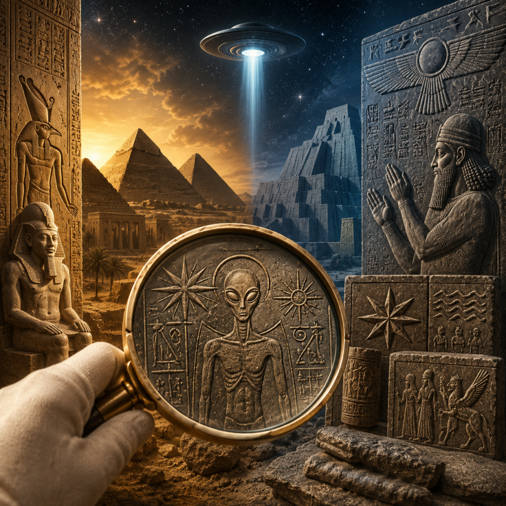10fa4643 c743 4abd 94ec 32007ff54c9c الدكتور حسين عبد البصير يكتب : بين الأسطورة والعلم: هل زارت الكائنات الفضائية مصر وبلاد الرافدين القديمة؟