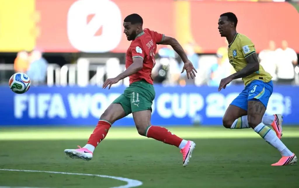 morocco s midfielder ismael saibari scores goal against brazil كأس العالم 2026: بداية باهته ومخيبة للمنتخبات الأفريقية في الجولة الأولى.. فوز وحيد و4 هزائم و4 تعادلات