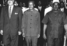 Former President Gamal Abdel Nasser during a meeting with Julius Nyerere