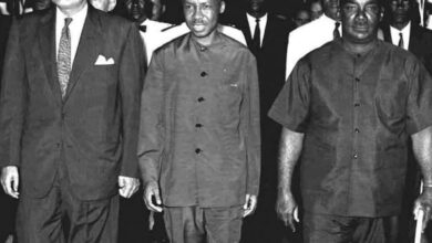 Former President Gamal Abdel Nasser during a meeting with Julius Nyerere